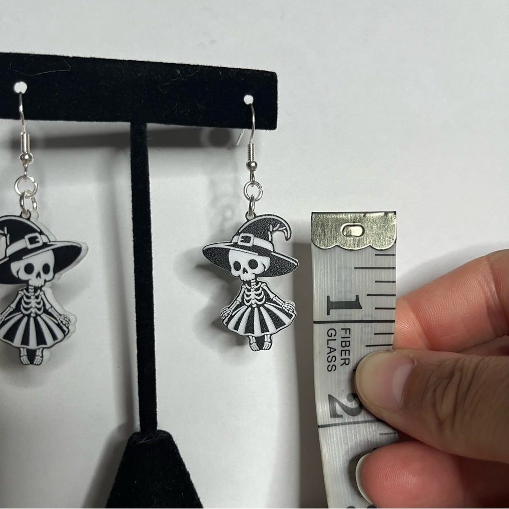 Witch skeleton earrings. Handmade - Picture 2 of 2